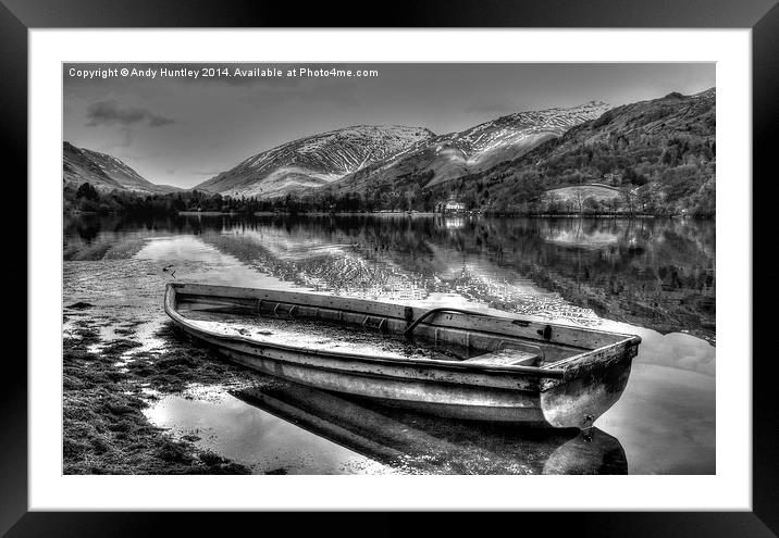 Boat on Lake Grasmere Framed Mounted Print by Andy Huntley