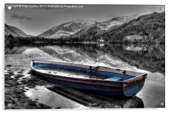 Blue Boat on Lake Grasmere Acrylic by Andy Huntley