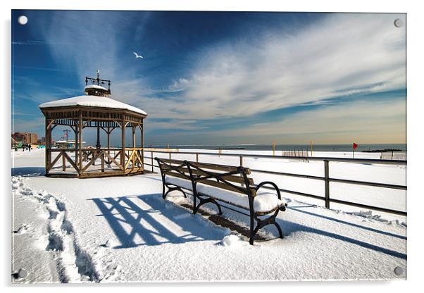 Winter on the Boardwalk Acrylic by Kevin Ainslie