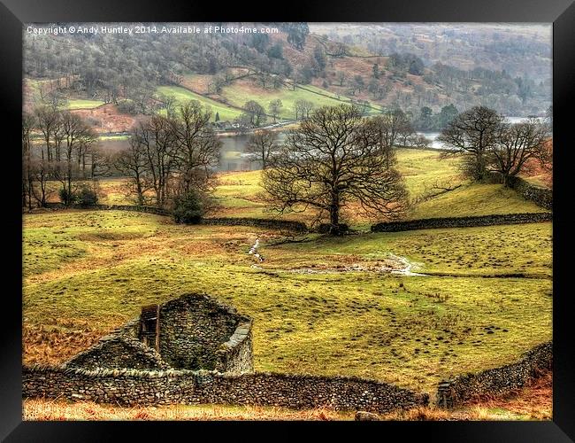 Drystone Wall & Building Framed Print by Andy Huntley