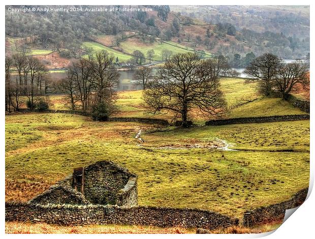 Drystone Wall & Building Print by Andy Huntley