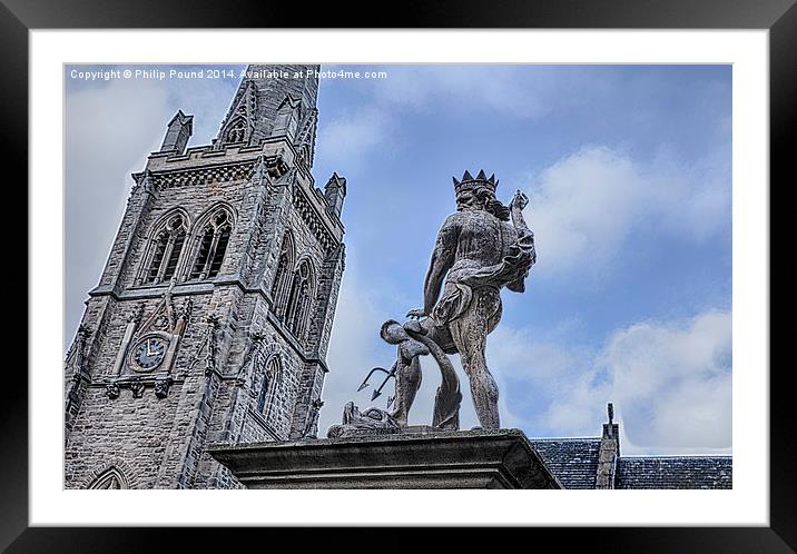 Neptune Statue in Durham City Centre Framed Mounted Print by Philip Pound