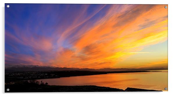 Dramatic vivid orange sunset over a marine bay Acrylic by Nikos Vlasiadis