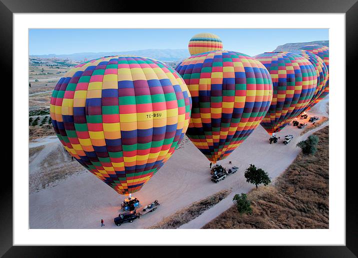 Hot Air Balloons, Goreme, Turkey Framed Mounted Print by Geoffrey Higges