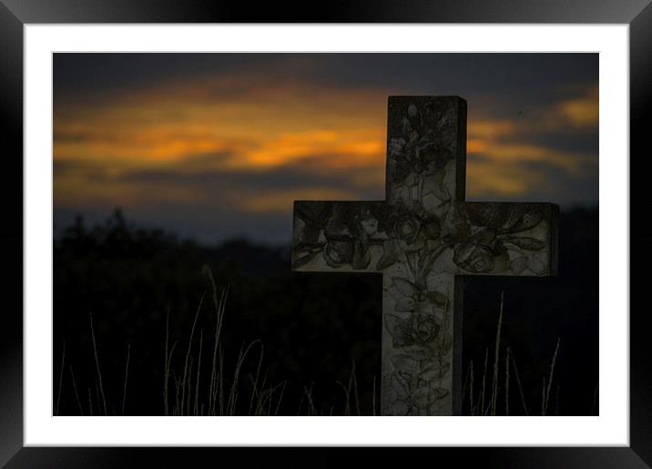 A Grave Sunset.. Framed Mounted Print by Ben Kirby