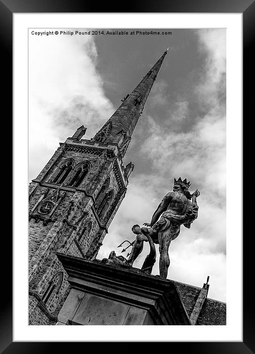Neptune Statue in Market Square Durham Framed Mounted Print by Philip Pound