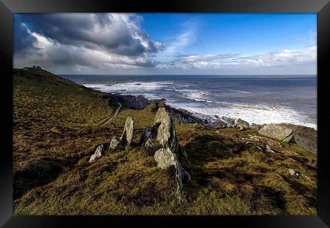 Morte Point rocks Framed Print by Dave Wilkinson North Devon Ph