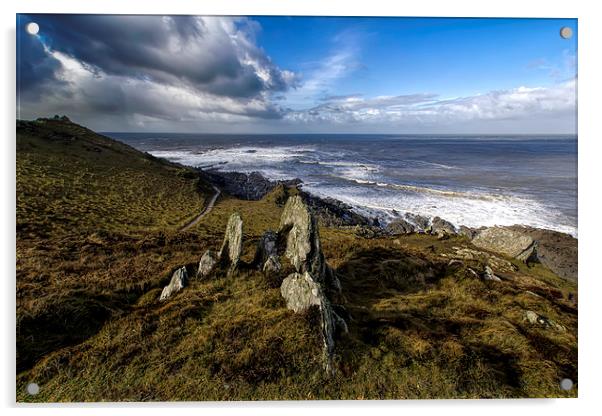 Morte Point rocks Acrylic by Dave Wilkinson North Devon Ph