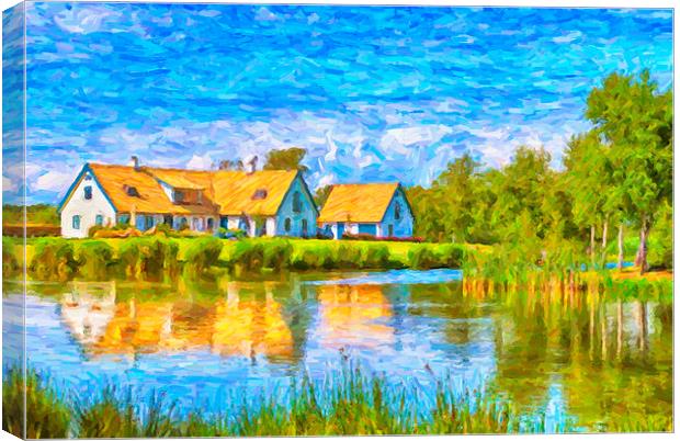 Swedish lakehouse Canvas Print by Antony McAulay