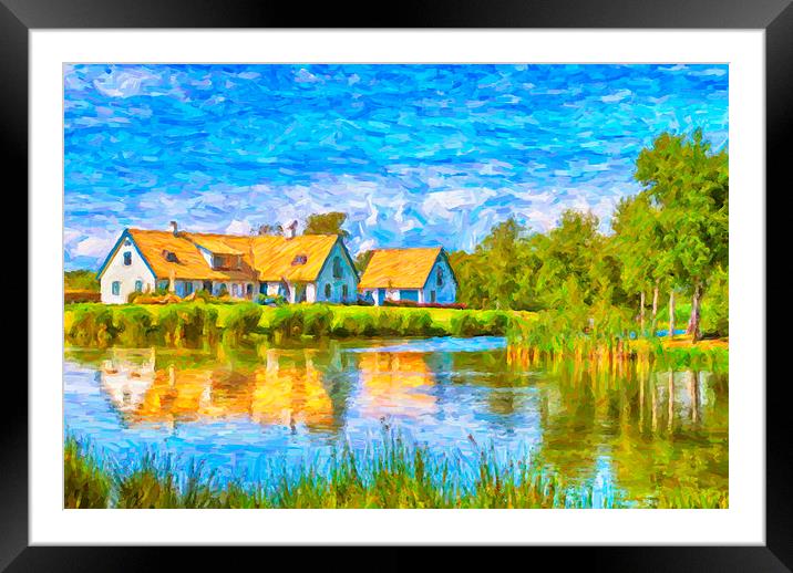 Swedish lakehouse Framed Mounted Print by Antony McAulay