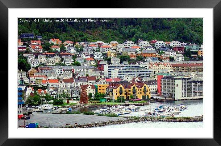 Bergen , Boats and Houses Framed Mounted Print by Bill Lighterness