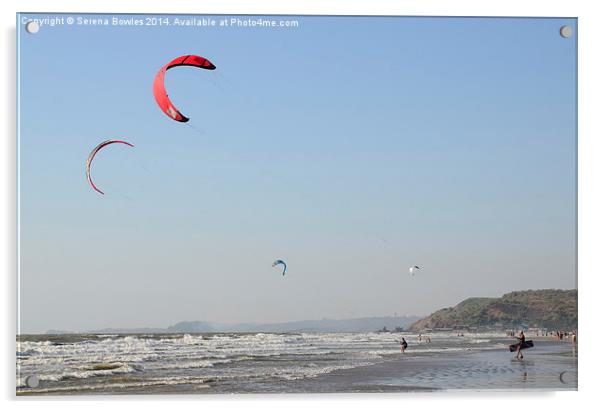 Kitesurfing at Arambol, Goa Acrylic by Serena Bowles