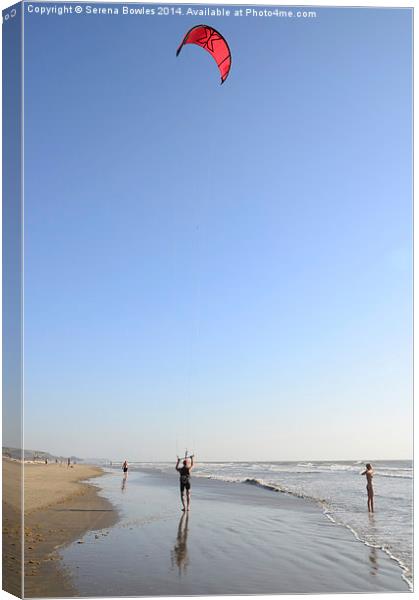 Kitesurfing at Arambol, Goa Canvas Print by Serena Bowles