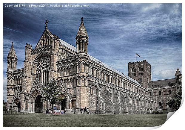 St Albans Cathedral Building Print by Philip Pound