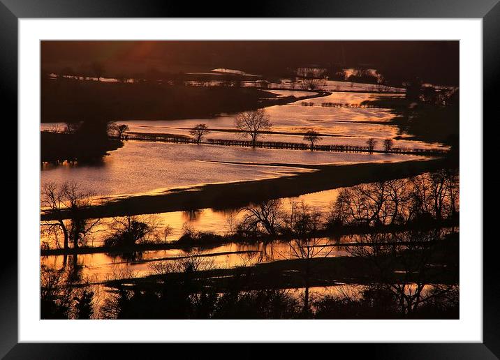 Thames Flood at Sunset Framed Mounted Print by Ceri Jones