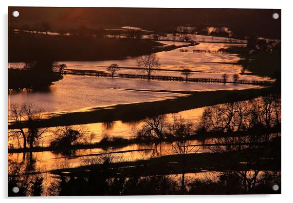 Thames Flood at Sunset Acrylic by Ceri Jones