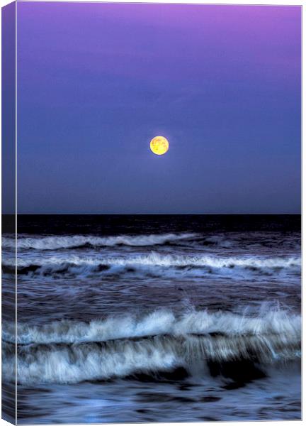 Freshwater West Setting Moon Canvas Print by Simon West