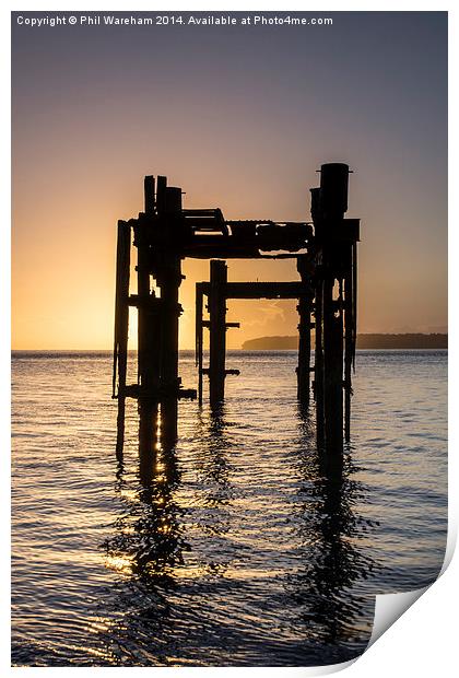 Sunrise and Dolphins Print by Phil Wareham