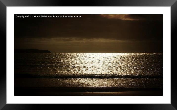 Bigbury Bay in the moonlight Framed Mounted Print by Liz Ward