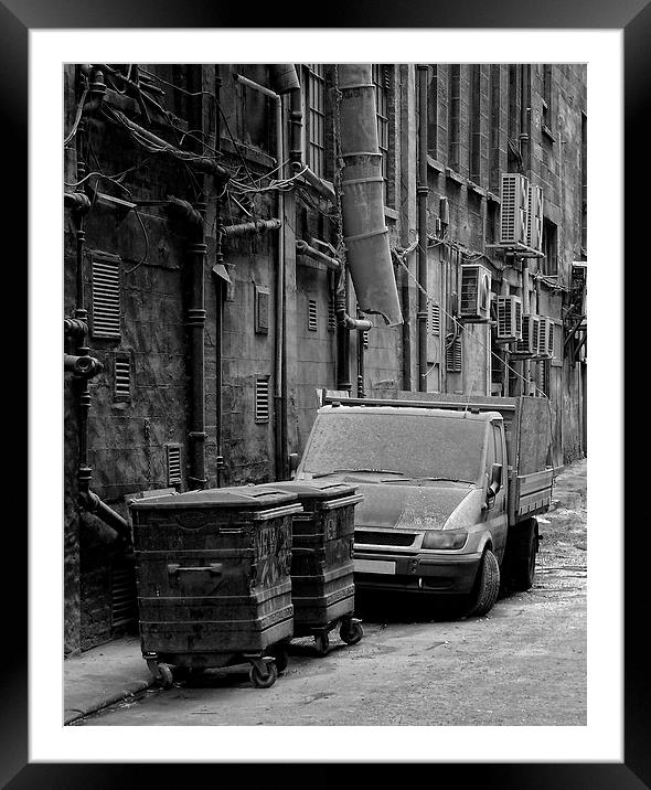 dirty back streets mono Framed Mounted Print by Antony McAulay
