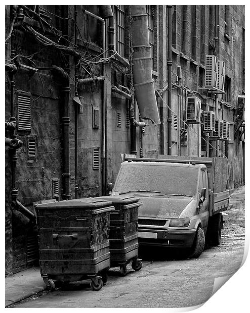 dirty back streets mono Print by Antony McAulay