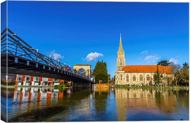 Marlow Bridge and Church Canvas Print by Oxon Images