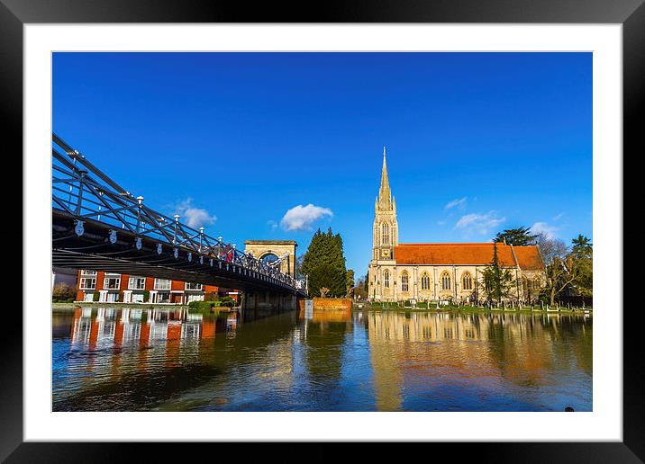 Marlow Bridge and Church Framed Mounted Print by Oxon Images