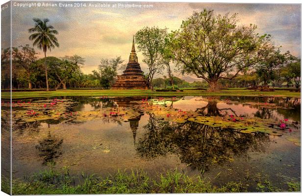 Sukhothai Historical Park Canvas Print by Adrian Evans