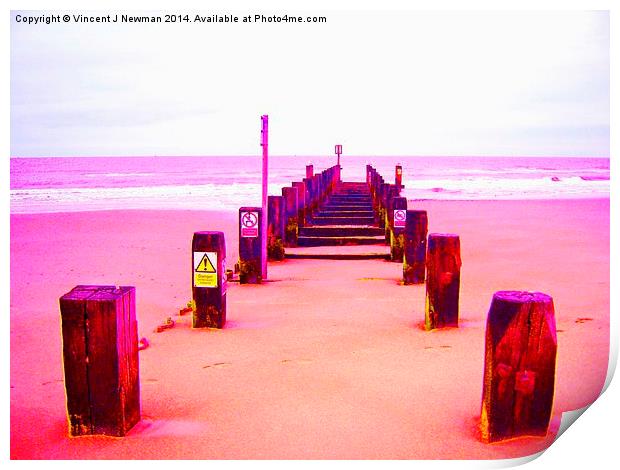 Out to Sea- Magenta Print by Vincent J. Newman