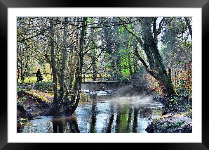 Looking Down the River Wey Framed Mounted Print by Mark  F Banks