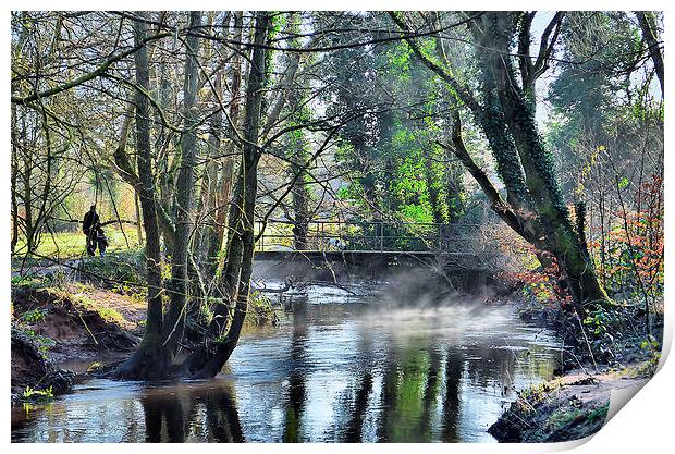 Looking Down the River Wey Print by Mark  F Banks