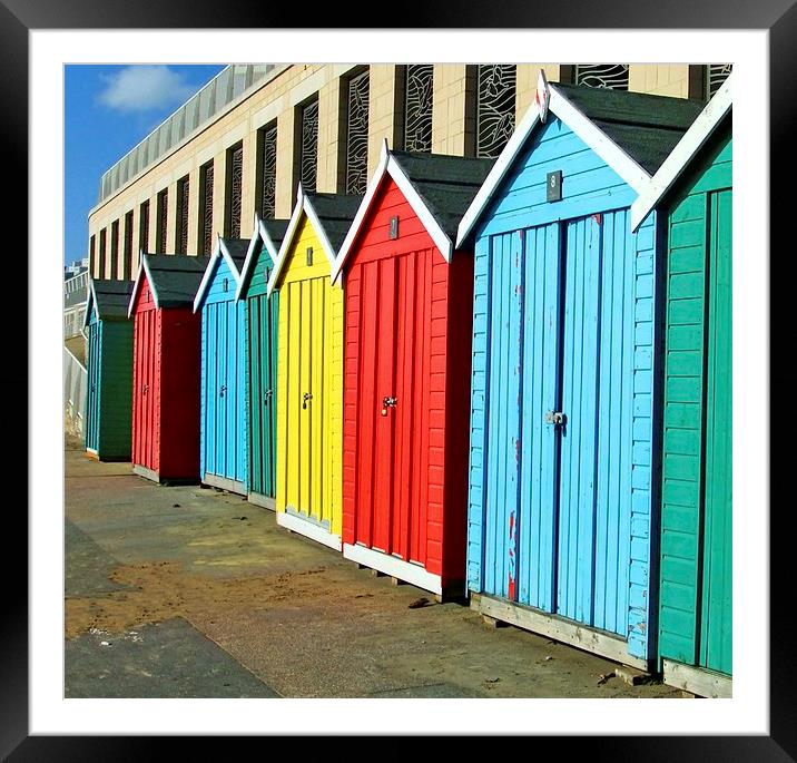 BEACH HUTS Framed Mounted Print by Anthony Kellaway