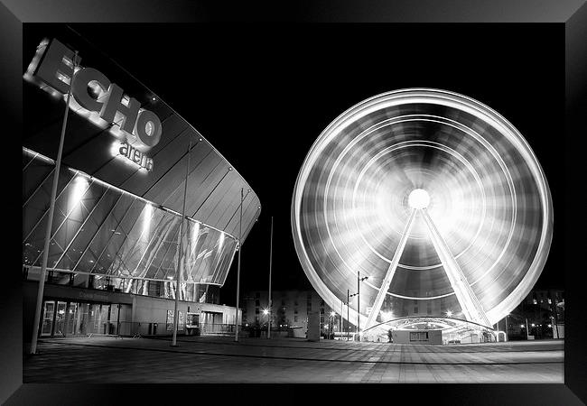 The Wheel of Liverpool mono Framed Print by Pete Lawless