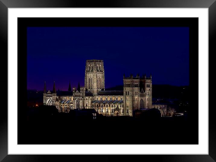 Durham Cathedral at night Framed Mounted Print by kevin wise