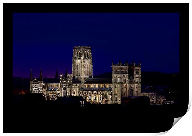 Durham Cathedral at night Print by kevin wise