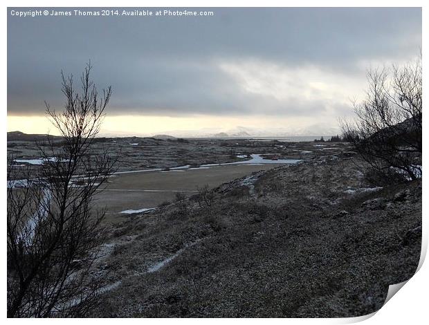 Thingvellir Iceland Stormy Winter Day Print by James Thomas