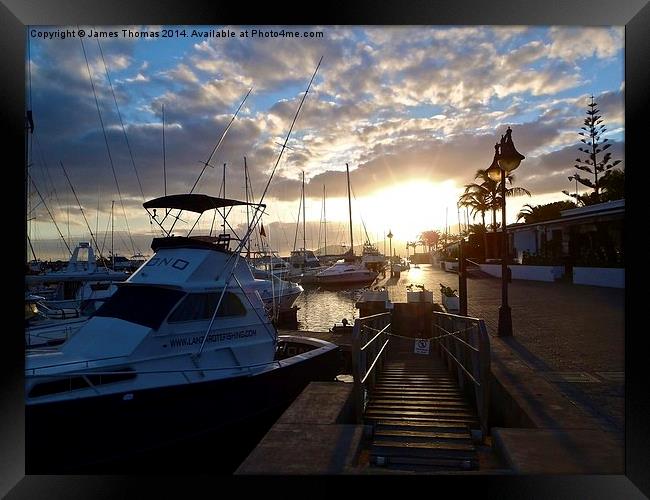 Puerto Calero Sunset Lanzarote Framed Print by James Thomas