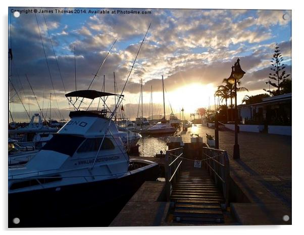 Puerto Calero Sunset Lanzarote Acrylic by James Thomas