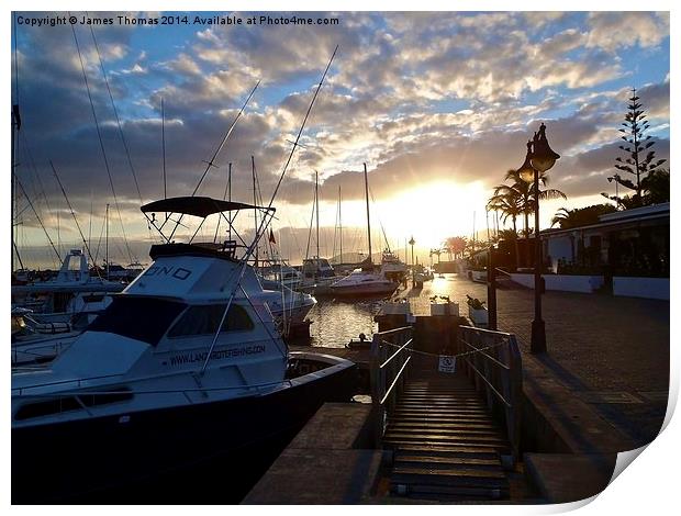 Puerto Calero Sunset Lanzarote Print by James Thomas