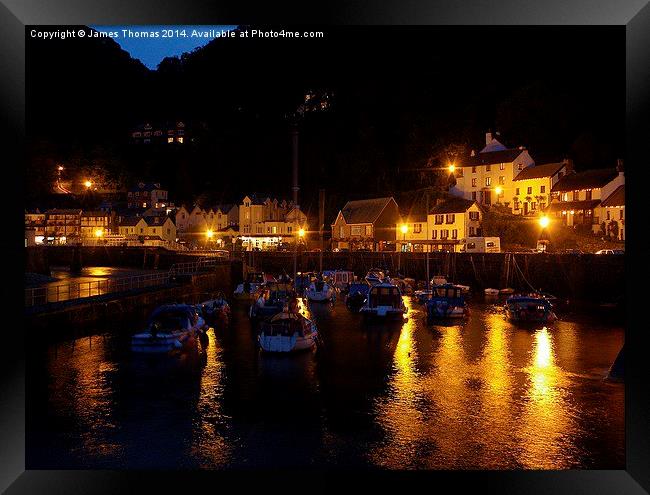 Lynmouth harbour at night Framed Print by James Thomas