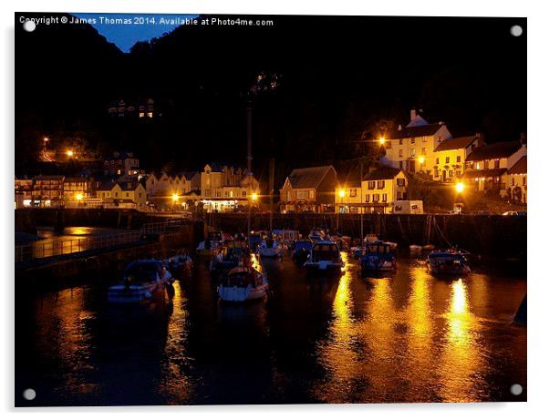 Lynmouth harbour at night Acrylic by James Thomas
