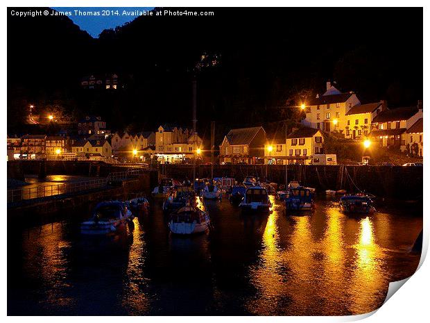 Lynmouth harbour at night Print by James Thomas