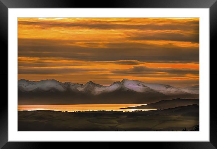 Arran Cumbrae and Bute Sunset Framed Mounted Print by Tylie Duff Photo Art