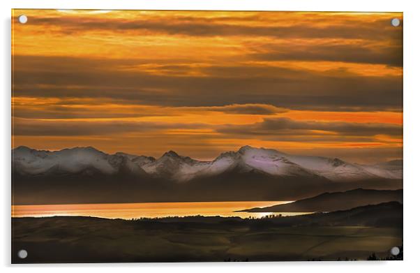 Arran Cumbrae and Bute Sunset Acrylic by Tylie Duff Photo Art