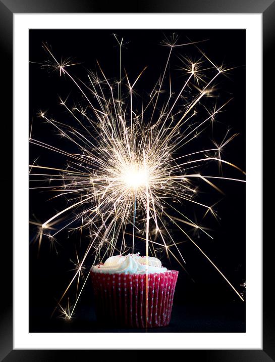 Cupcake Celebration Sparkler Framed Mounted Print by Rachael Drake