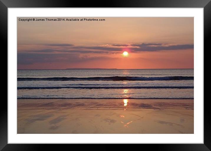 Sunset Woolacombe Beach Framed Mounted Print by James Thomas
