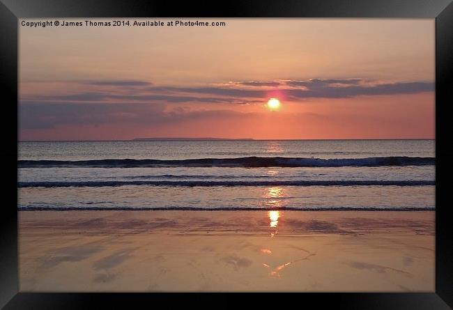 Sunset Woolacombe Beach Framed Print by James Thomas