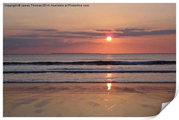 Sunset Woolacombe Beach Print by James Thomas