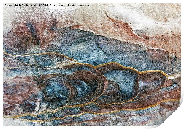 Rockface in Petra Print by Andreas Klatt