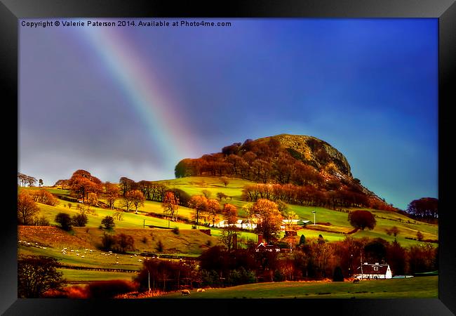 Rainbow Over Loudon Hill Framed Print by Valerie Paterson